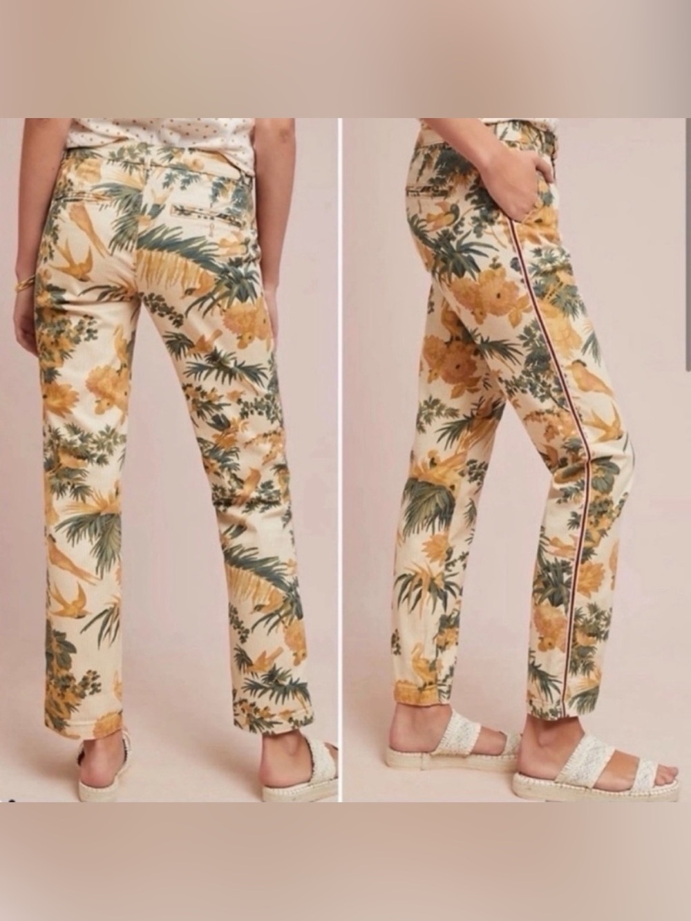 CHINO by Anthropologie Tropical Bird Print Jean Pants